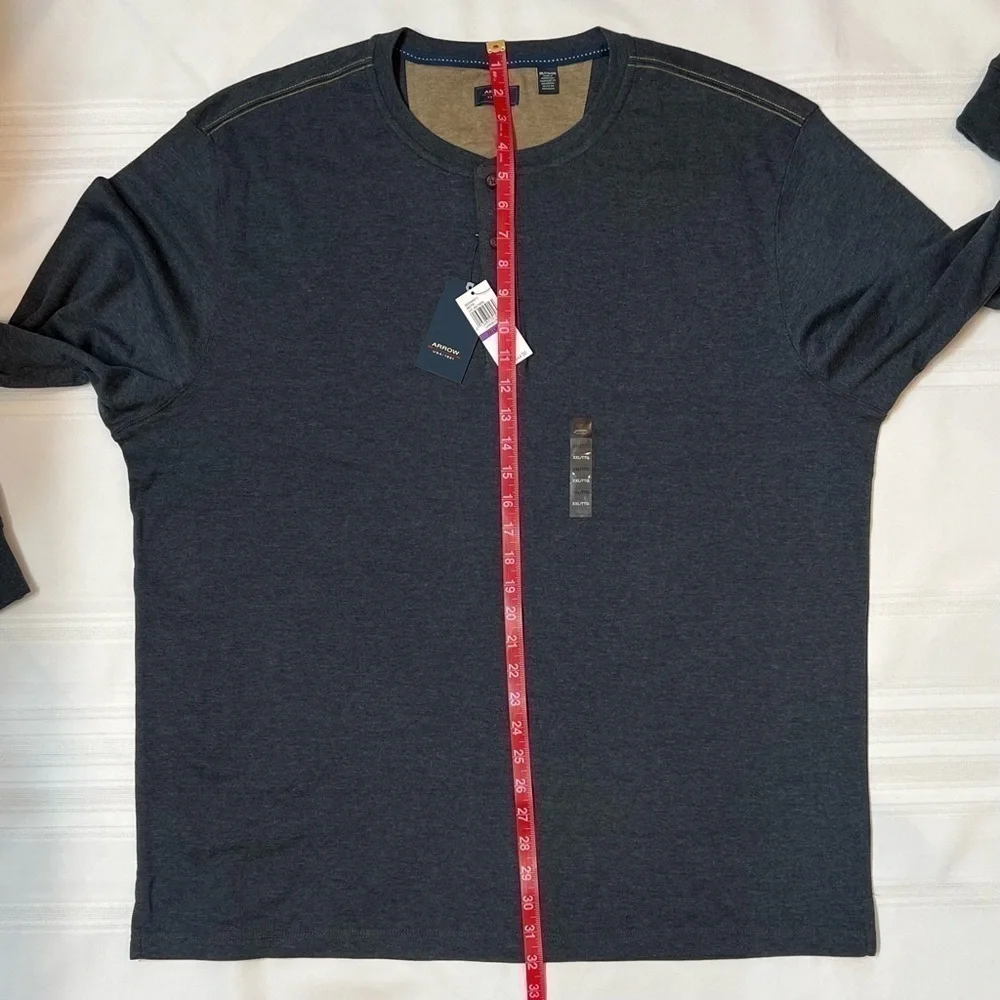 Men's Henley Pullover‎ LS 3 Button Henley Carbon Heather NWT Sz XXL